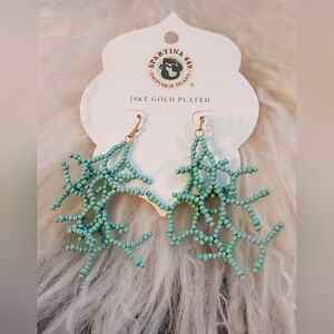 Spartina 449- Seafoam Beaded Coral Earrings NWT